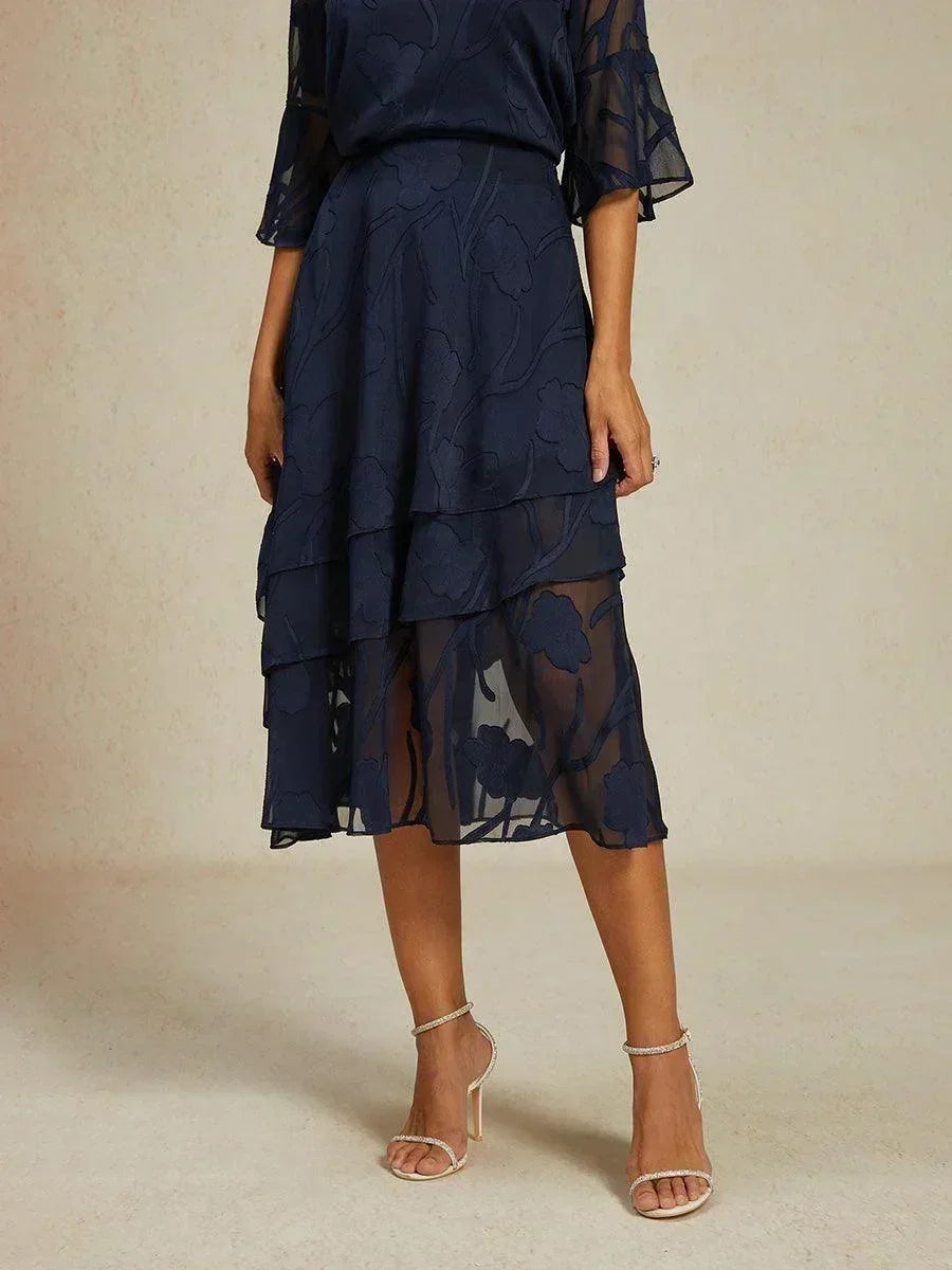 Floral Chiffon Midi Skirt