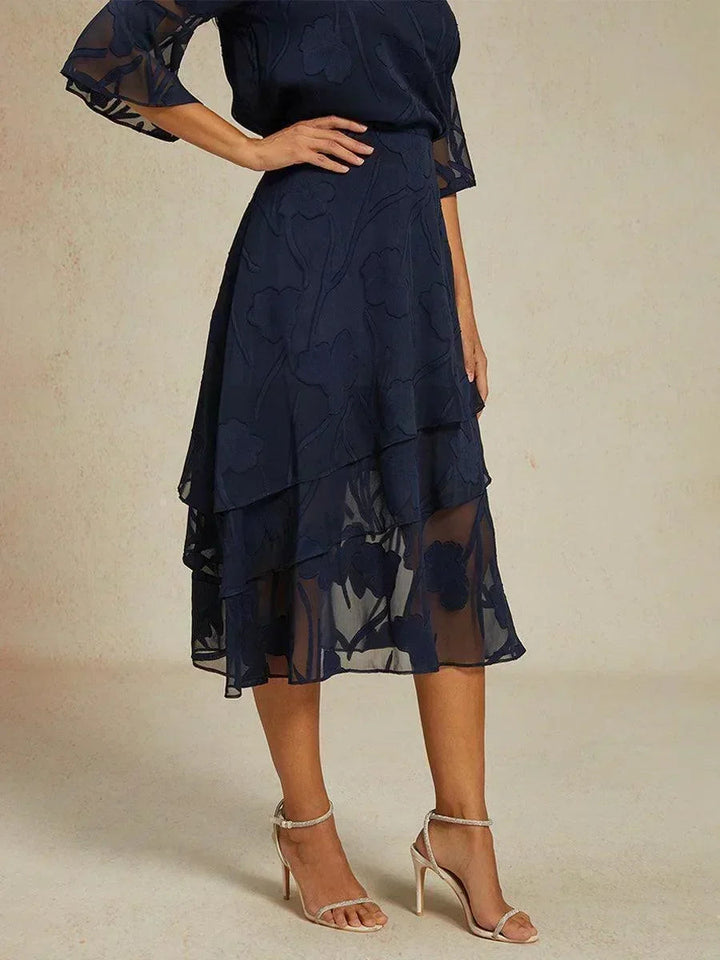 Floral Chiffon Midi Skirt