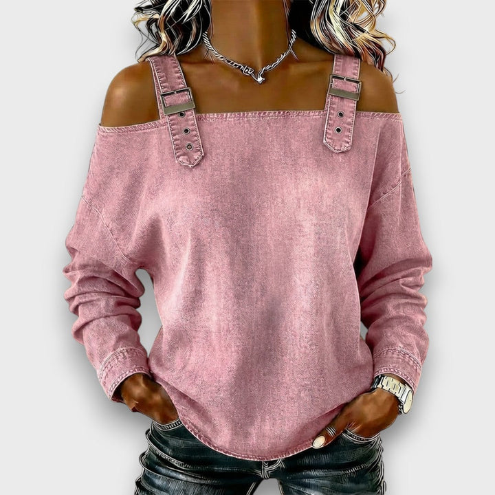 Elama™ | Off-Shoulder Denim Top