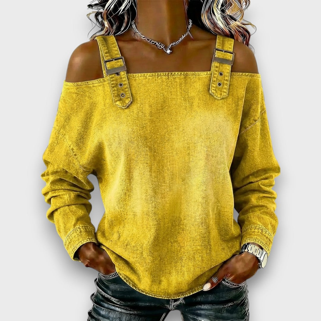 Elama™ | Off-Shoulder Denim Top