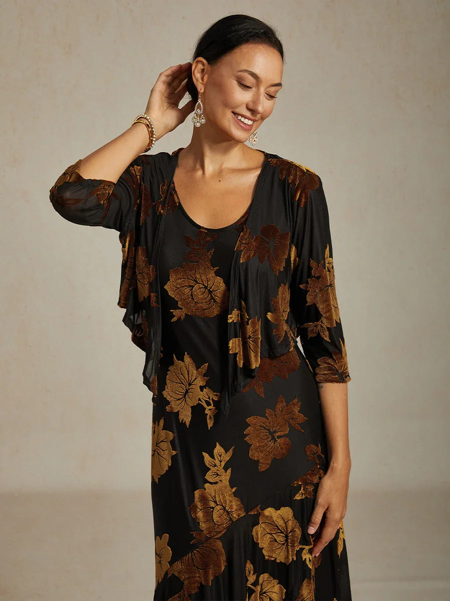 Floral Stretch 3/4 Sleeve Shrug