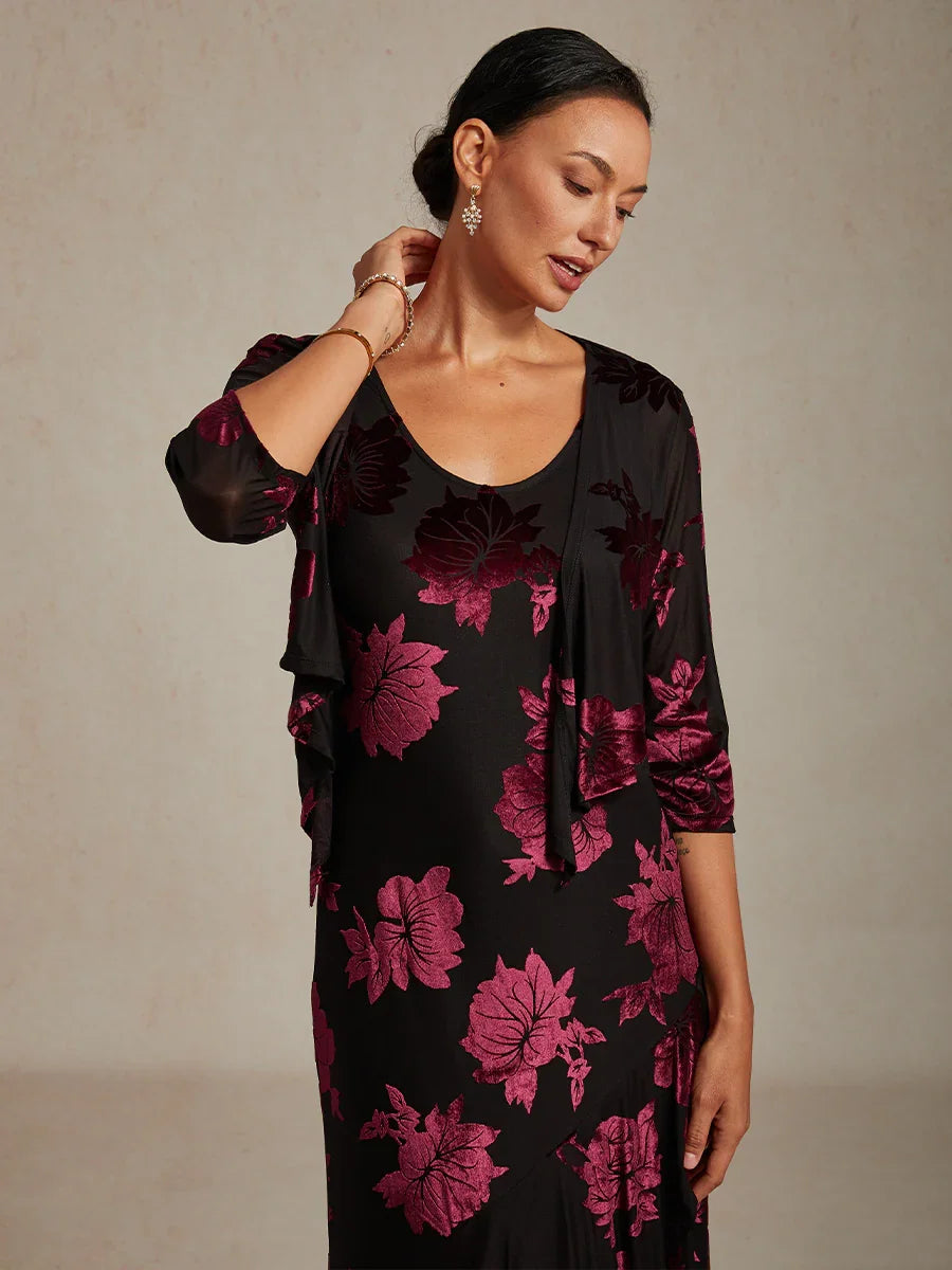 Floral Stretch 3/4 Sleeve Shrug