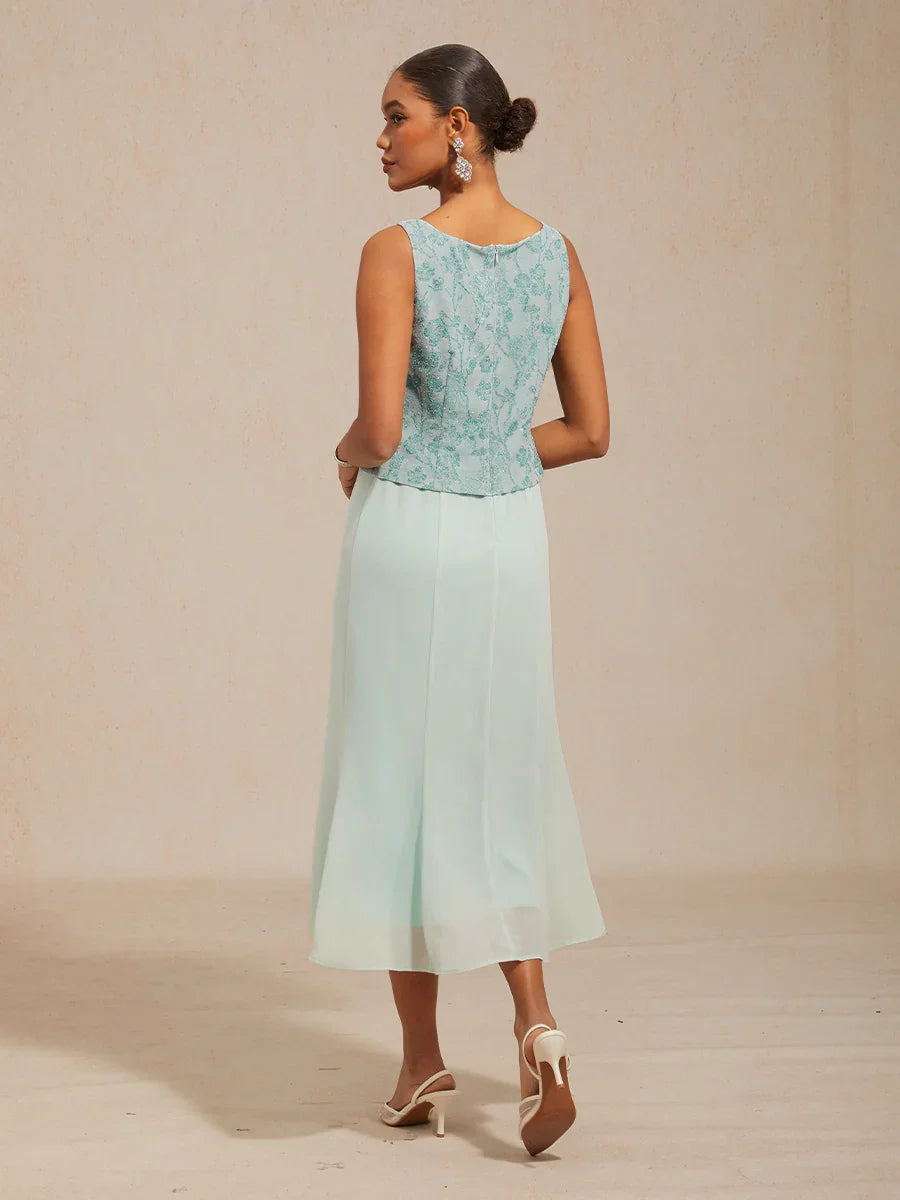 Knit Floral Embellished Jacket Dress