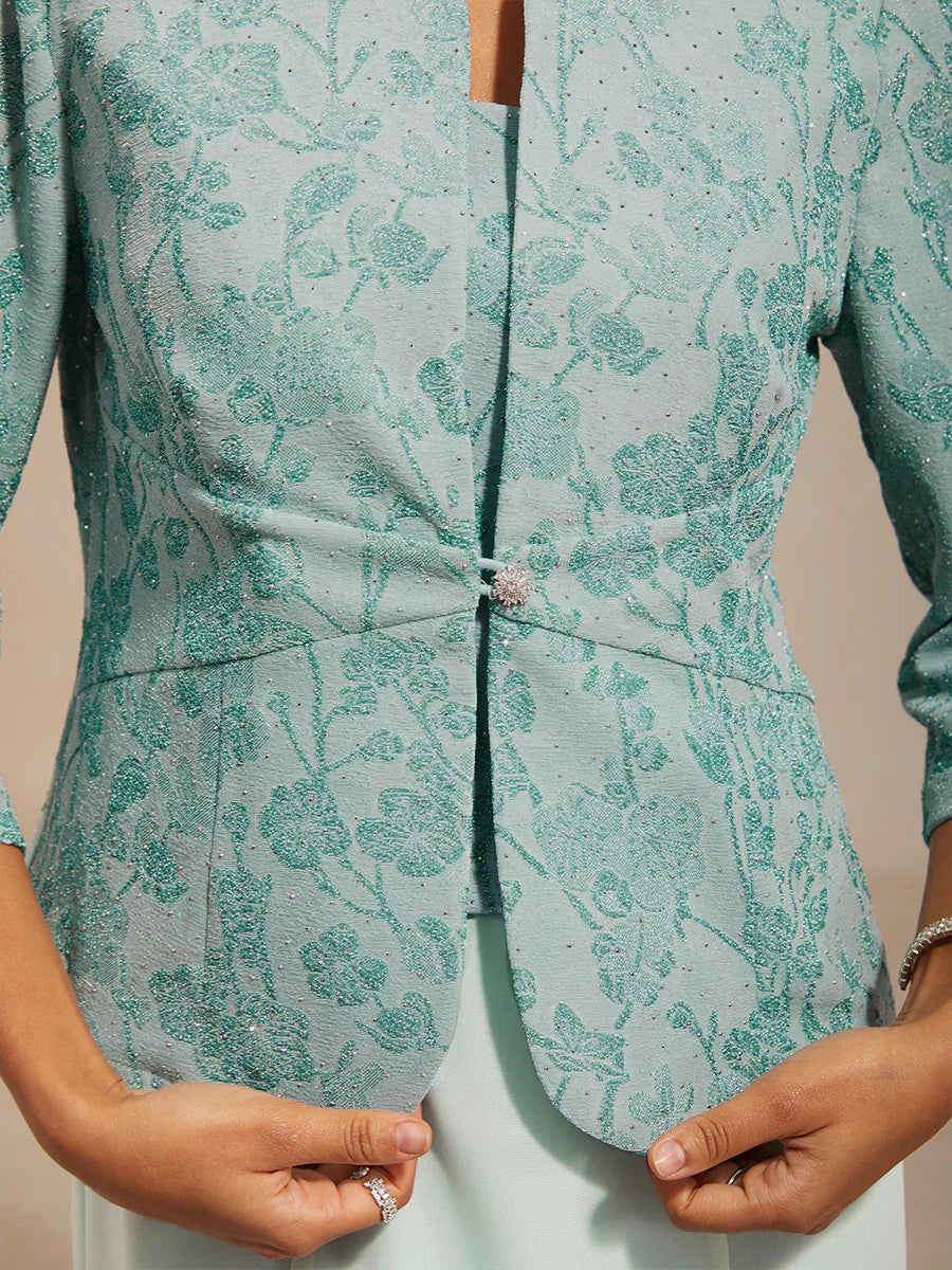 Knit Floral Embellished Jacket Dress