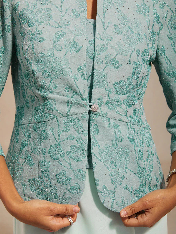 Knit Floral Embellished Jacket Dress