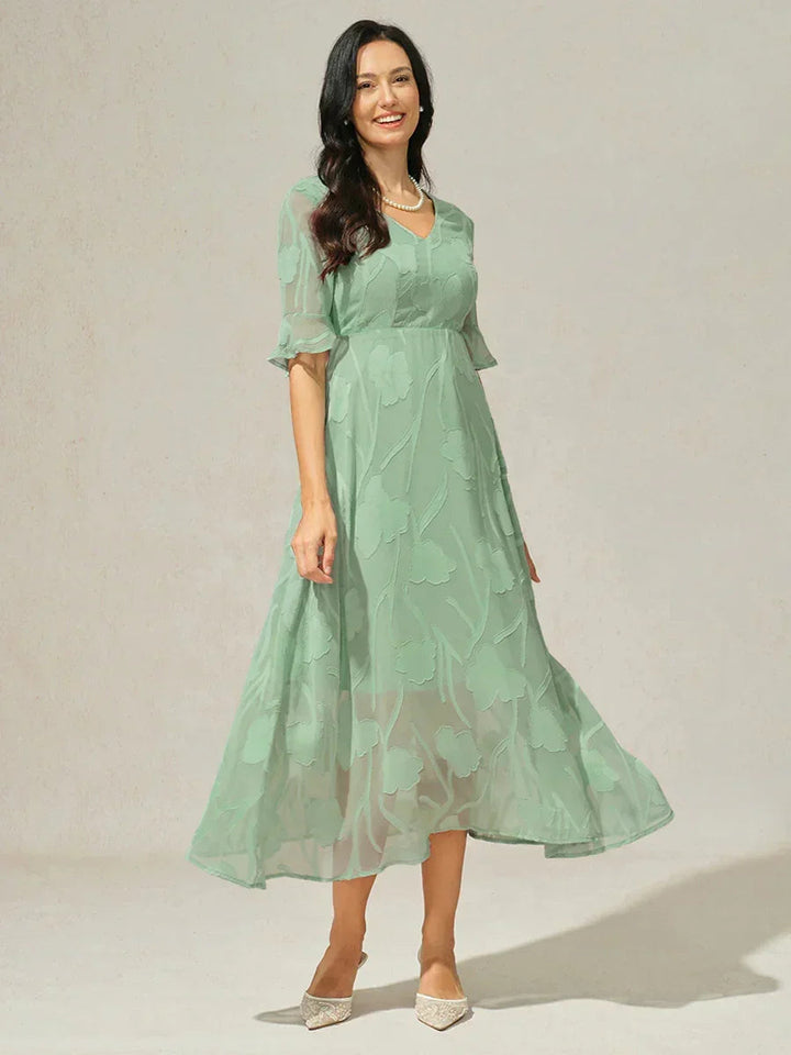 Ruffle Flutter Lace Maxi Dress