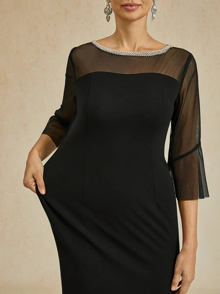 Elegant Fitted Cocktail Dress with Flared Sleeves