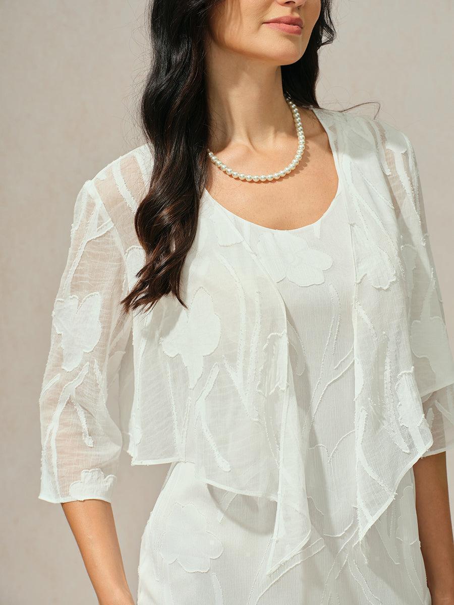 Floral Sheer Chiffon 3/4 Sleeve Shrug
