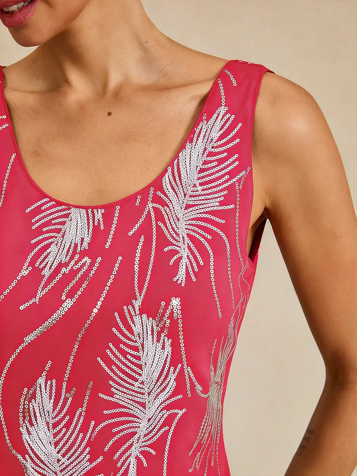 Elegant Mandarin Collar Sequin Twinset