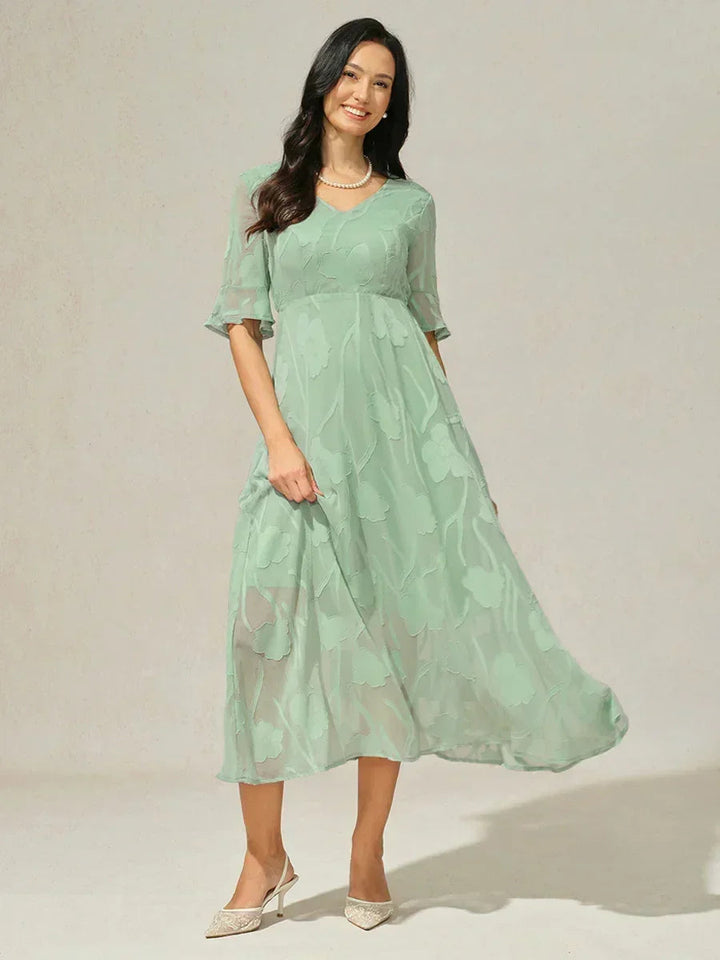 Ruffle Flutter Lace Maxi Dress