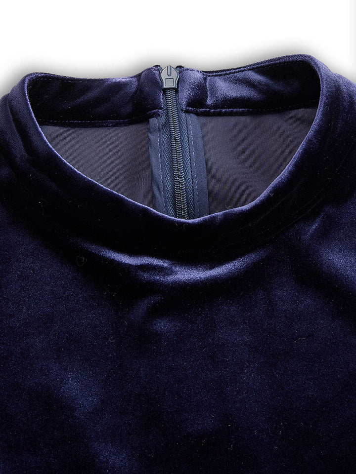 ELOWON | NAVY BLUE LONG-SLEEVE MIDI DRESS