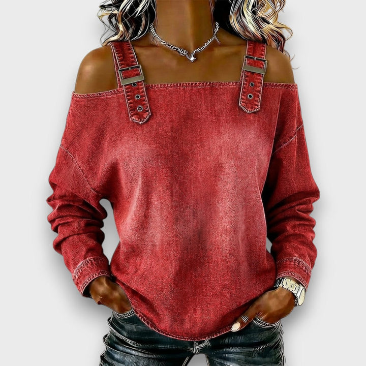 Elama™ | Off-Shoulder Denim Top