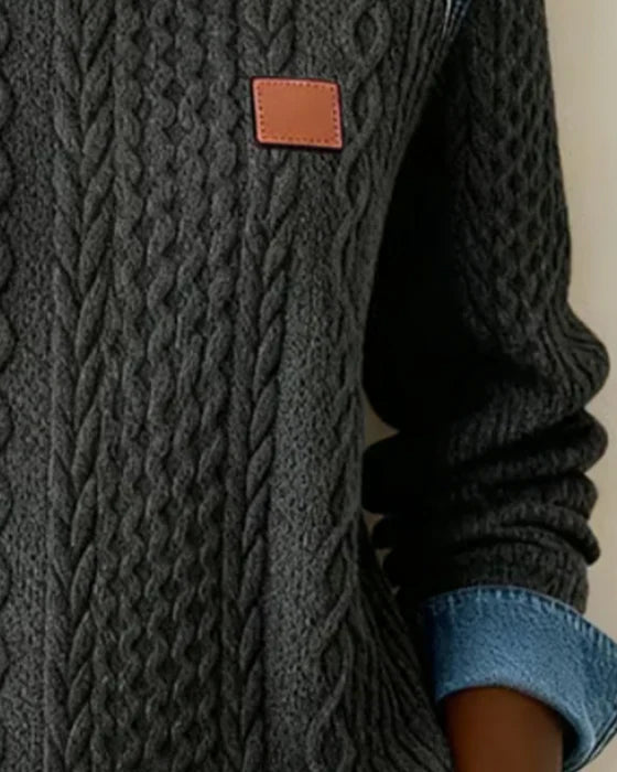 Averique™ | Knit Denim Accent Sweater