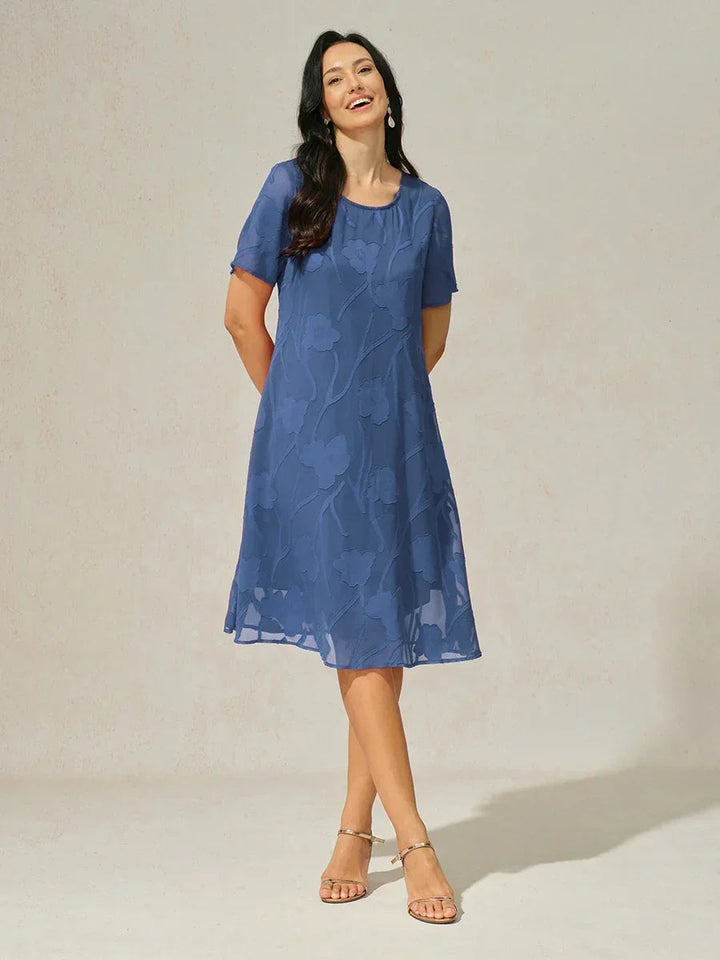 Floral Sheer Chiffon Knee-Length A Line Dress