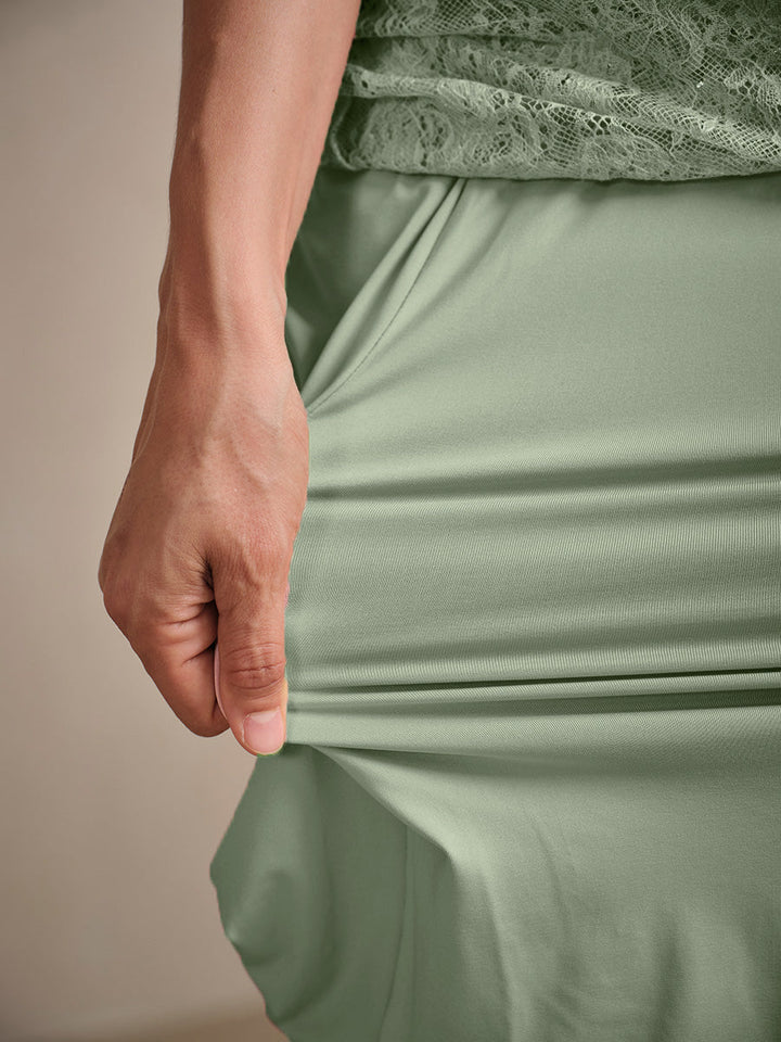 Rosette Lace A-Line Gown with Sequin Embellishment