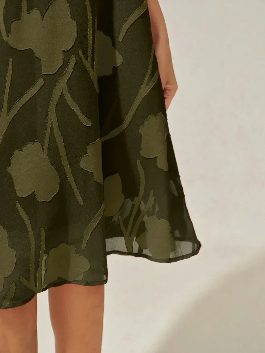 Floral Sheer Chiffon Knee-Length A Line Dress