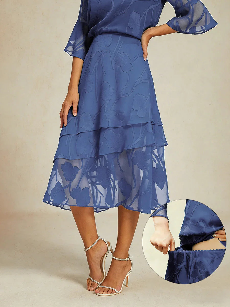 Floral Chiffon Midi Skirt