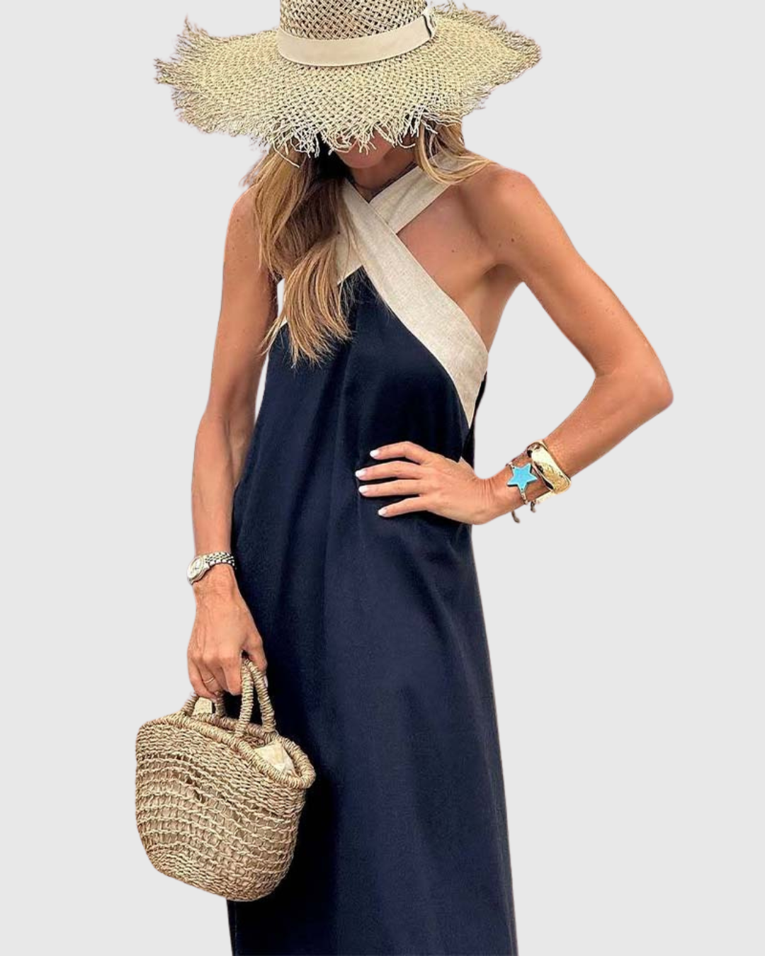 ORELLA | CROSS-NECK DRESS