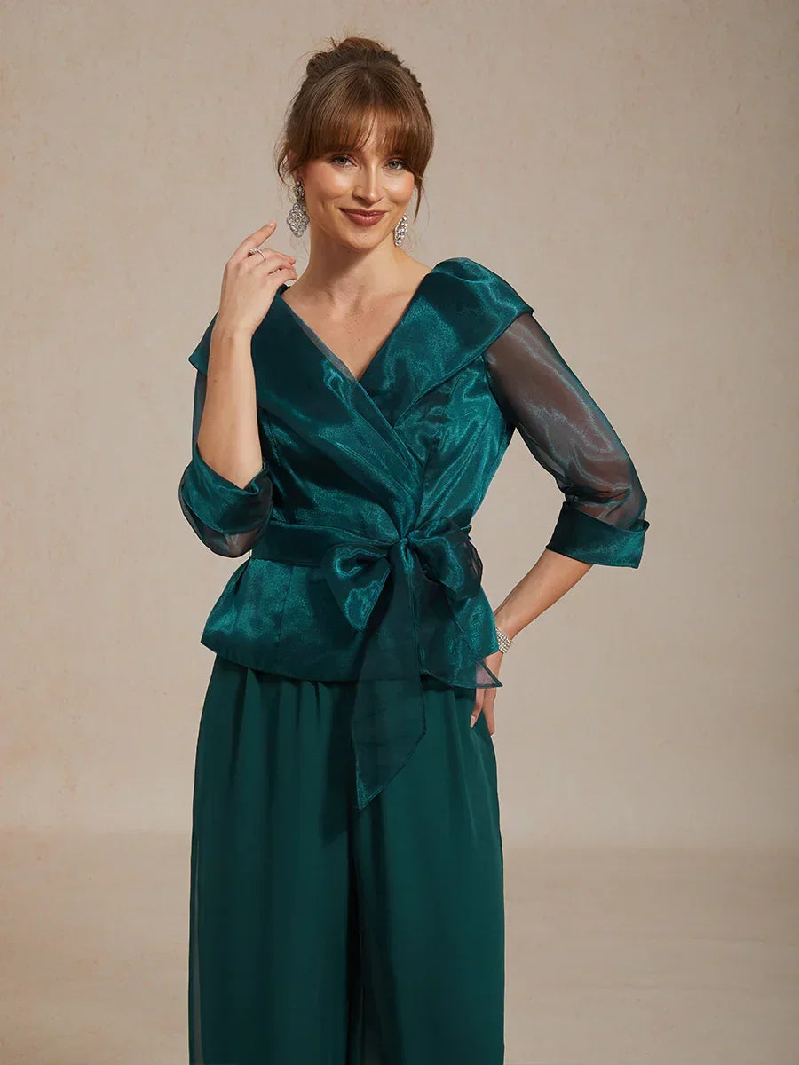 Sheer Organza Collar Tie Dressy Blouse