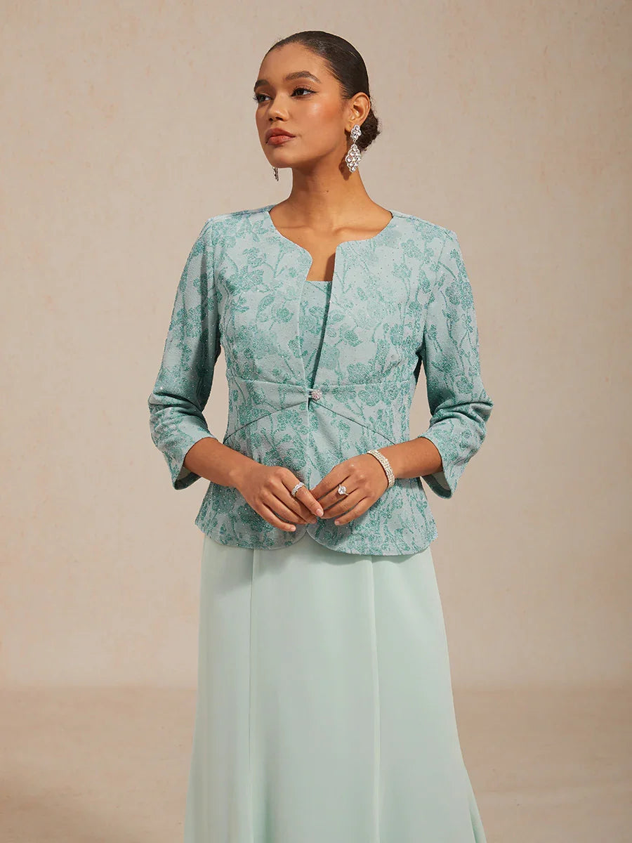 Knit Floral Embellished Jacket Dress