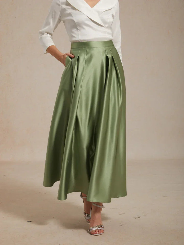 Formal Satin A-Line Ballgown Skirt with Pockets