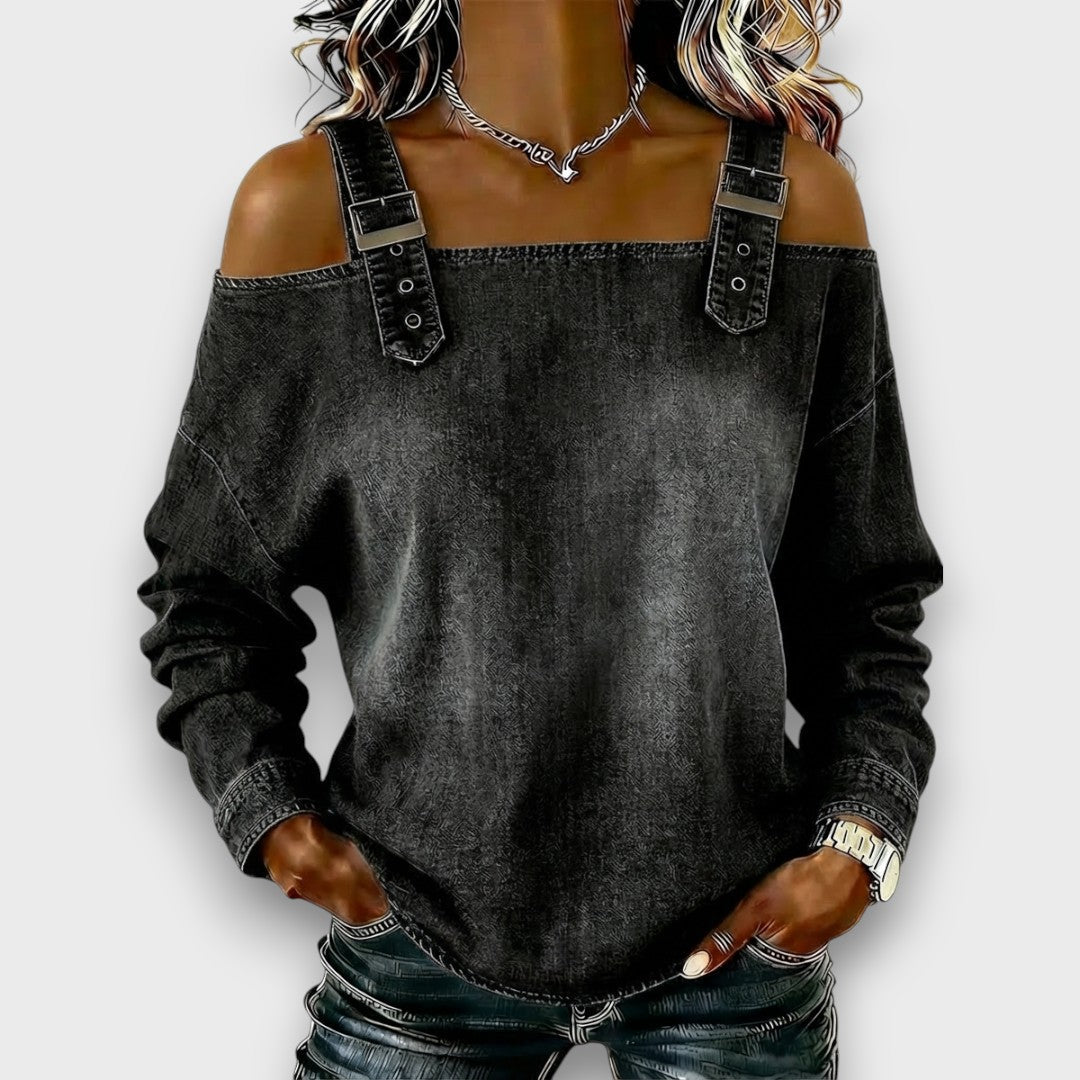 Elama™ | Off-Shoulder Denim Top