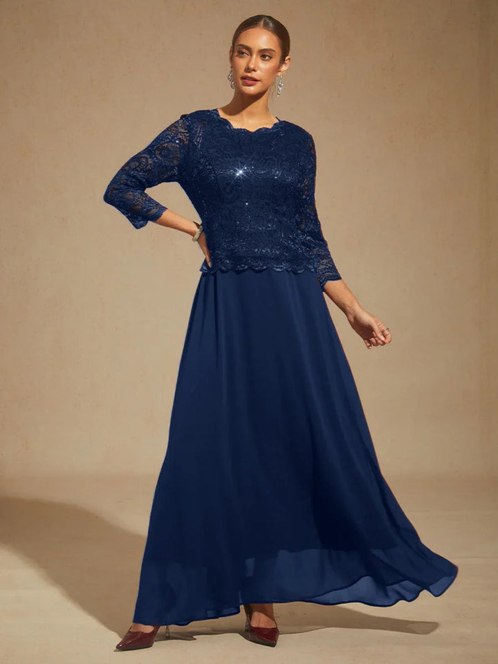 Elegant Lace and Chiffon Floor-Length Dress