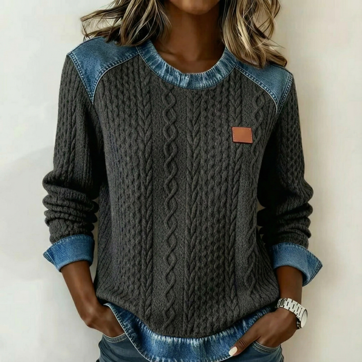 Averique™ | Knit Denim Accent Sweater
