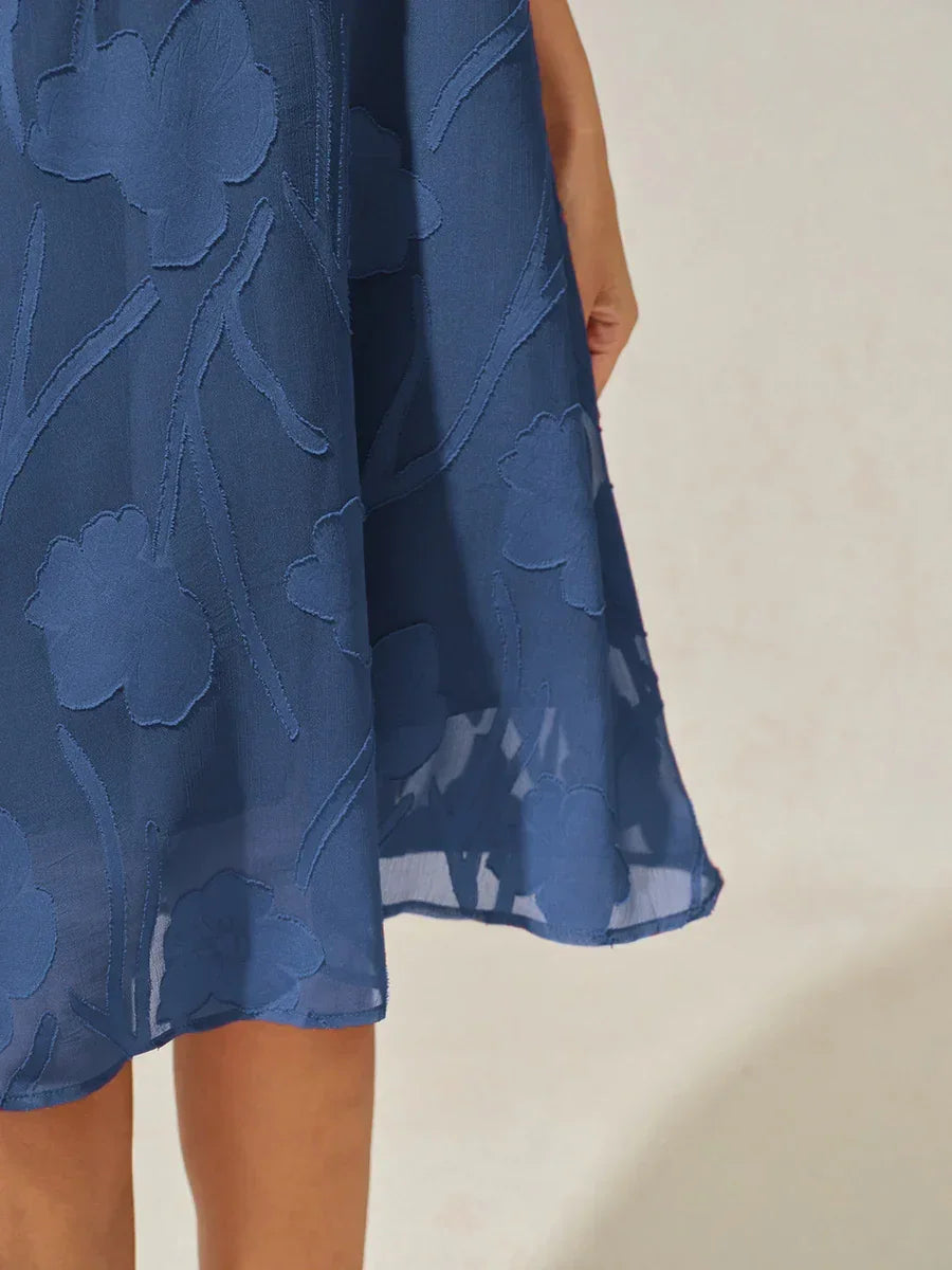 Floral Sheer Chiffon Knee-Length A Line Dress