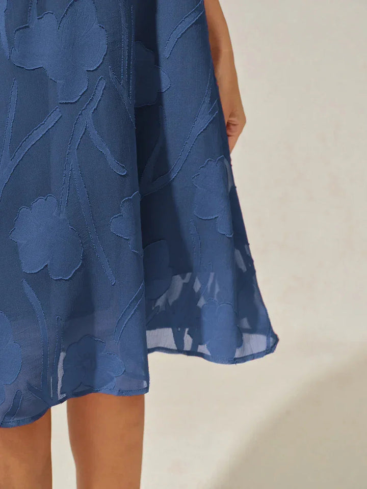 Floral Sheer Chiffon Knee-Length A Line Dress