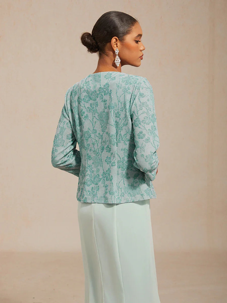 Knit Floral Embellished Jacket Dress