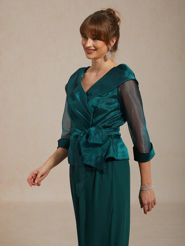 Sheer Organza Collar Tie Dressy Blouse