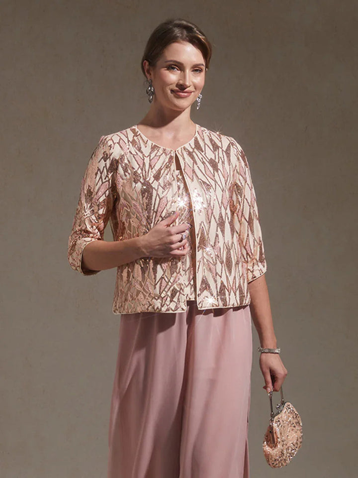 Sequin Beaded Mock Twinset Top