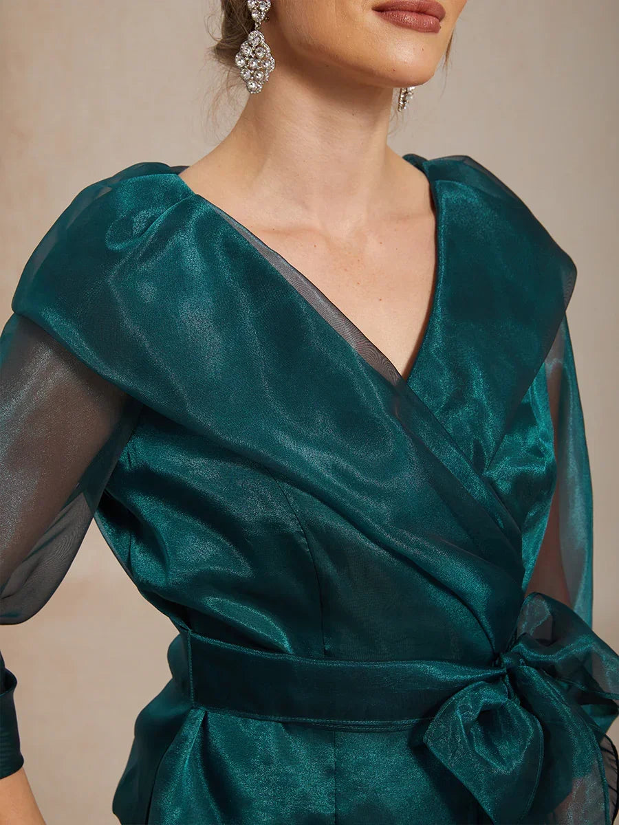 Sheer Organza Collar Tie Dressy Blouse