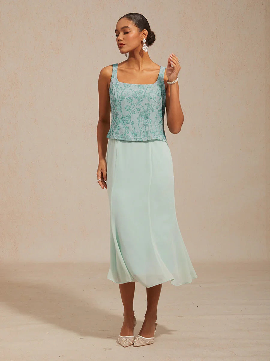 Knit Floral Embellished Jacket Dress