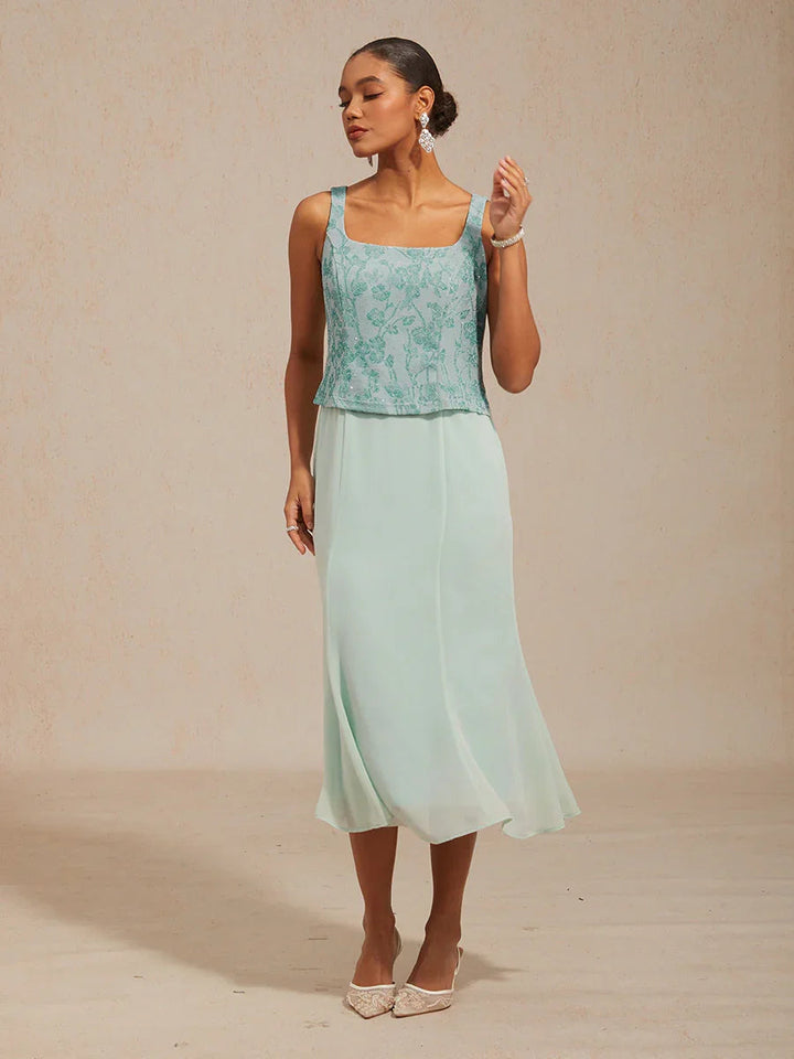 Knit Floral Embellished Jacket Dress