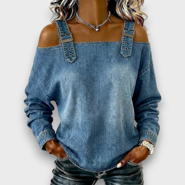 Elama™ | Off-Shoulder Denim Top