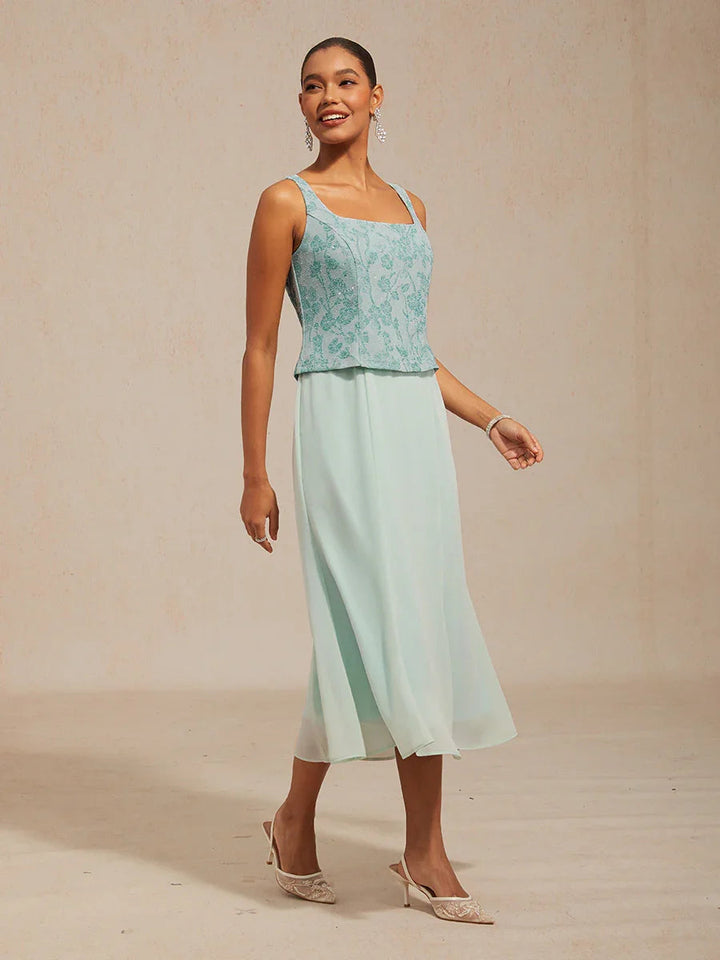 Knit Floral Embellished Jacket Dress