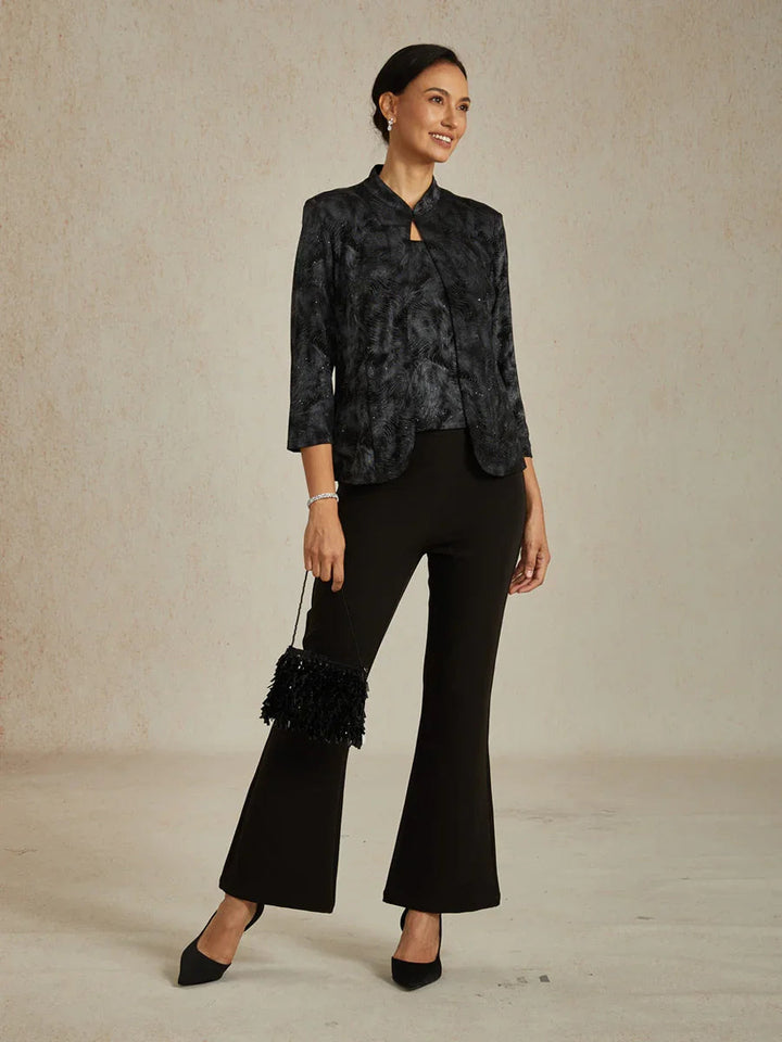 Glitter Knit Mandarin Jacket and Tank Twinset