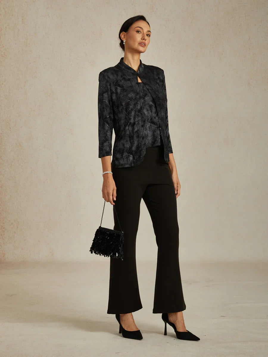 Glitter Knit Mandarin Jacket and Tank Twinset