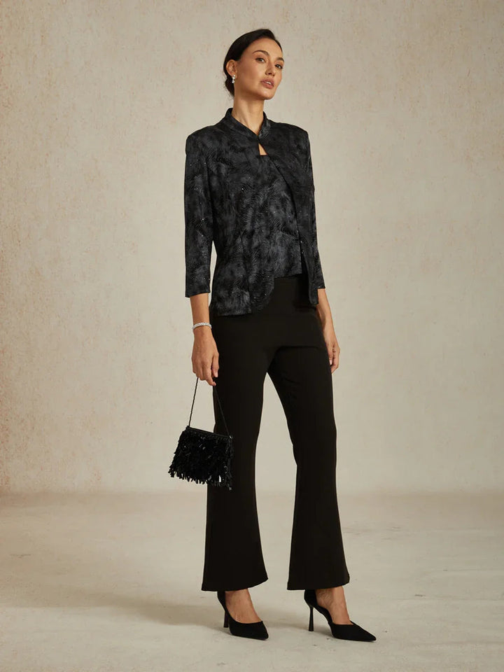 Glitter Knit Mandarin Jacket and Tank Twinset