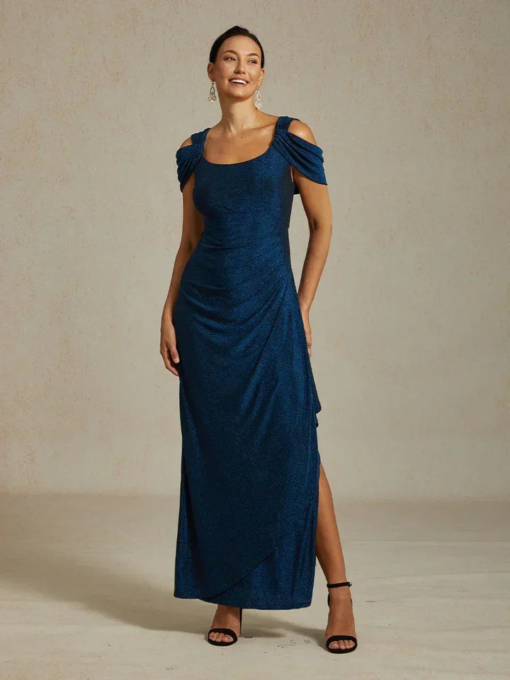 Cold Shoulder Glitter Metallic Knit Dress