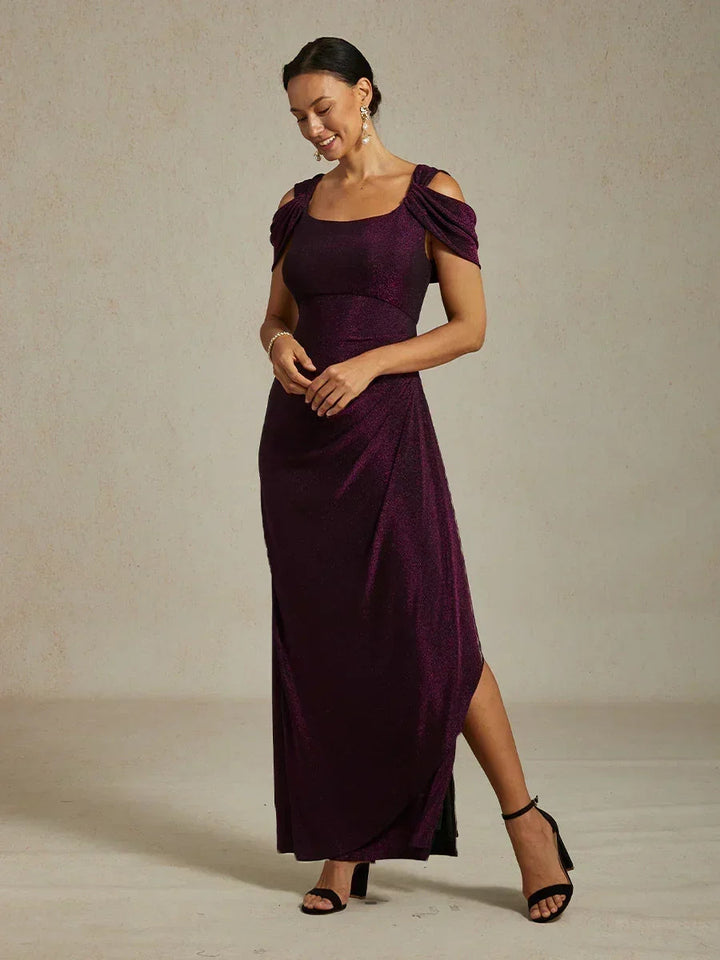 Cold Shoulder Glitter Metallic Knit Dress