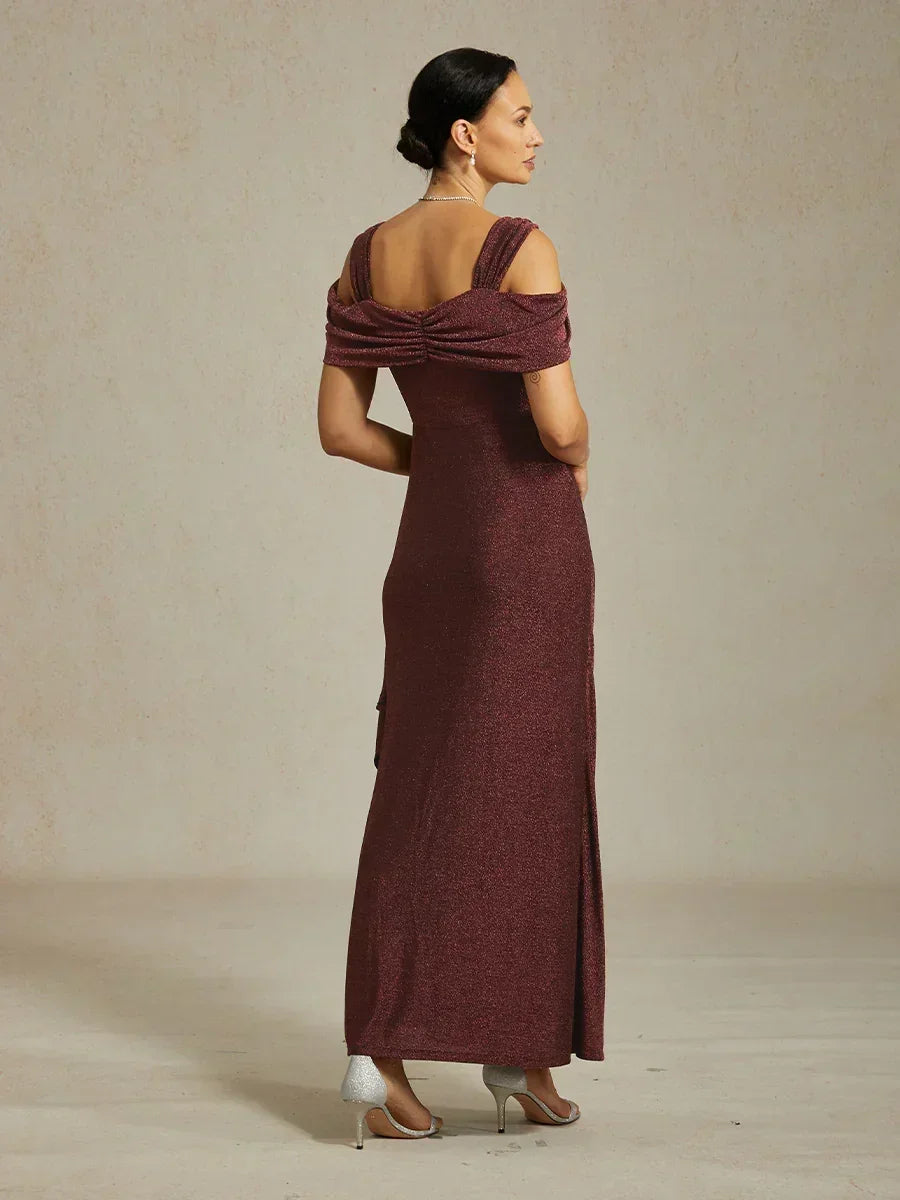 Cold Shoulder Glitter Metallic Knit Dress