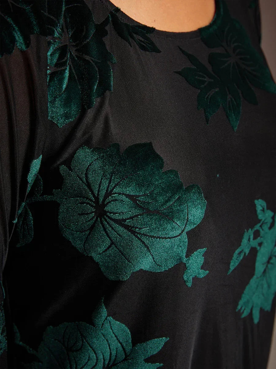 Dressy Floral Asymmetric Hem Blouse