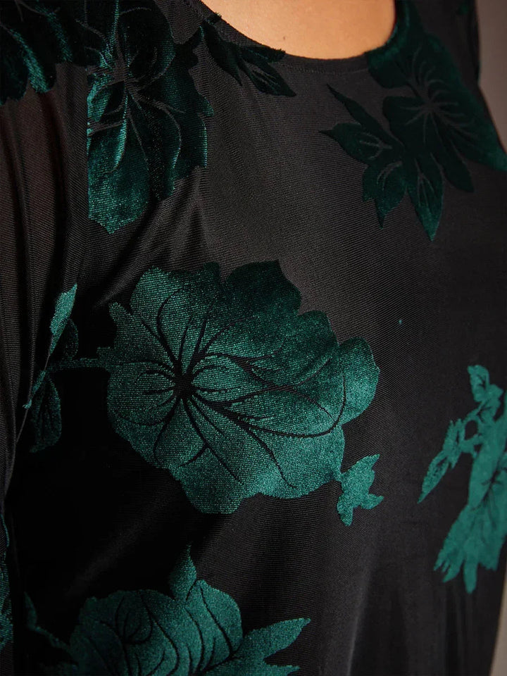 Dressy Floral Asymmetric Hem Blouse