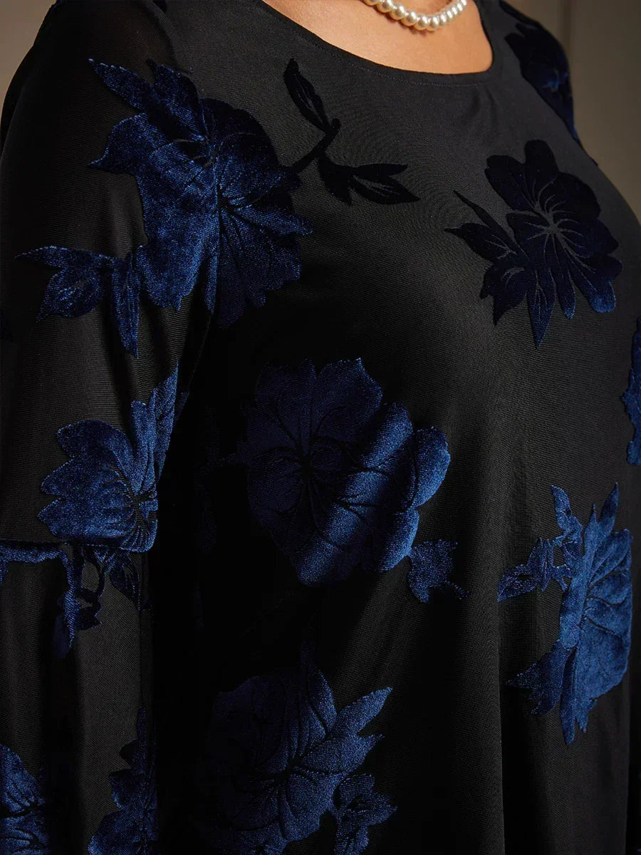 Dressy Floral Asymmetric Hem Blouse