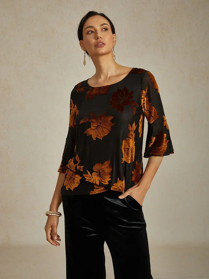 Dressy Floral Asymmetric Hem Blouse