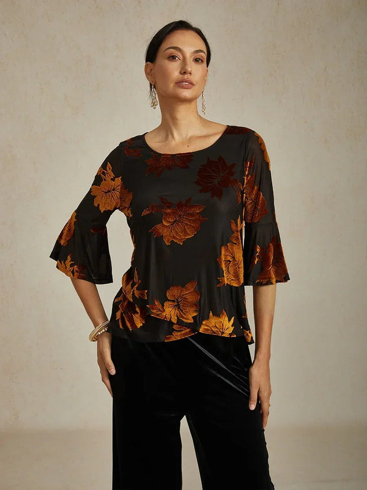 Dressy Floral Asymmetric Hem Blouse