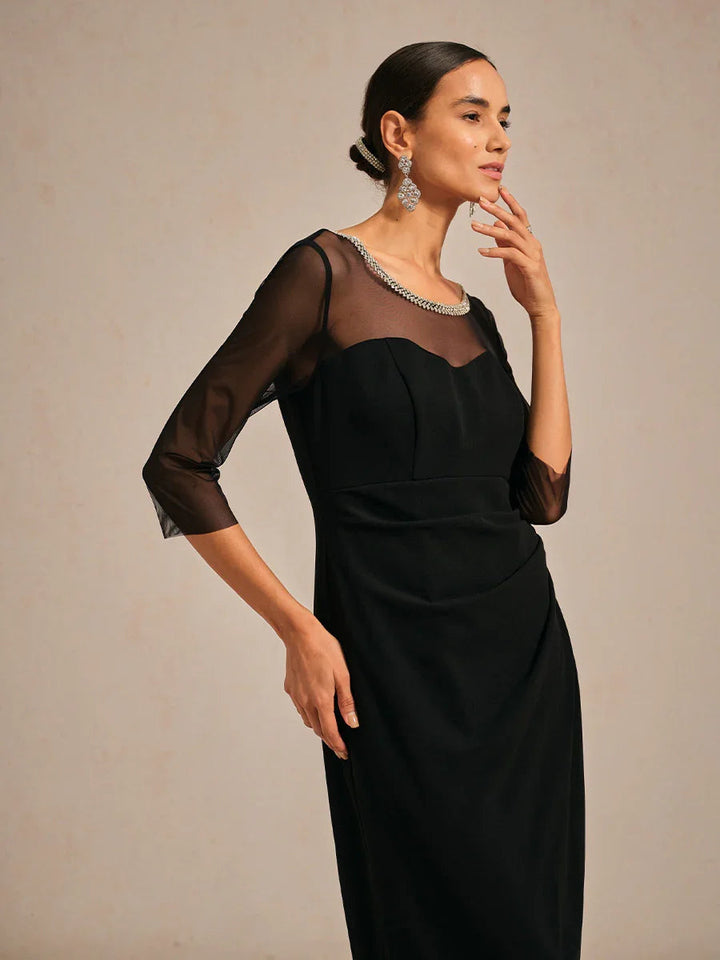 Cold Shoulder Glitter Metallic Knit Dress